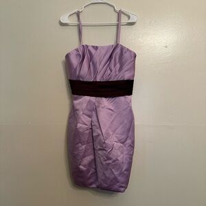 Lilac Spaghetti Strap Cocktail Dress with Dark Waistband